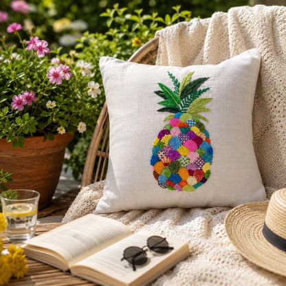 Hand-Embroidered Pineapple Cushion Cover — photo 8