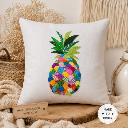 Hand-Embroidered Pineapple Cushion Cover — photo 9