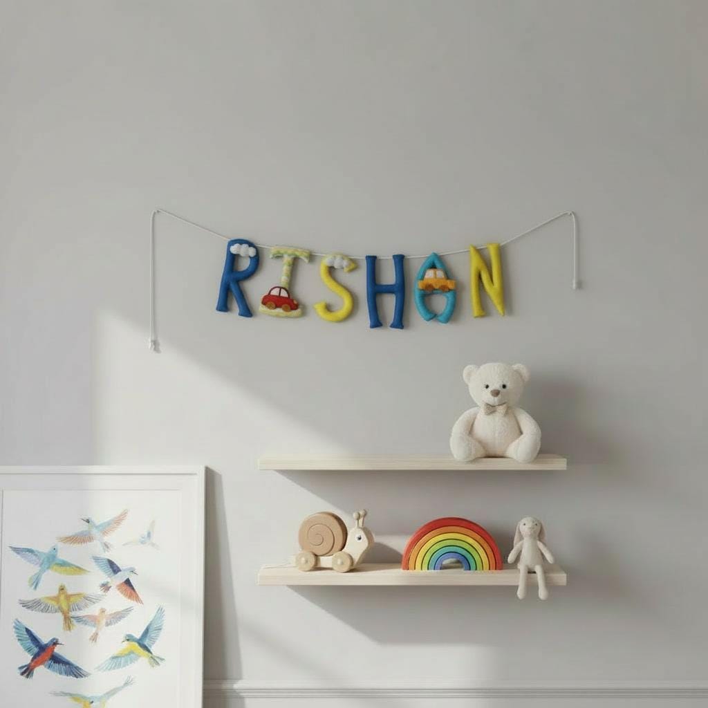 Personalised Car Embroidered Felt Name Banner — photo 1