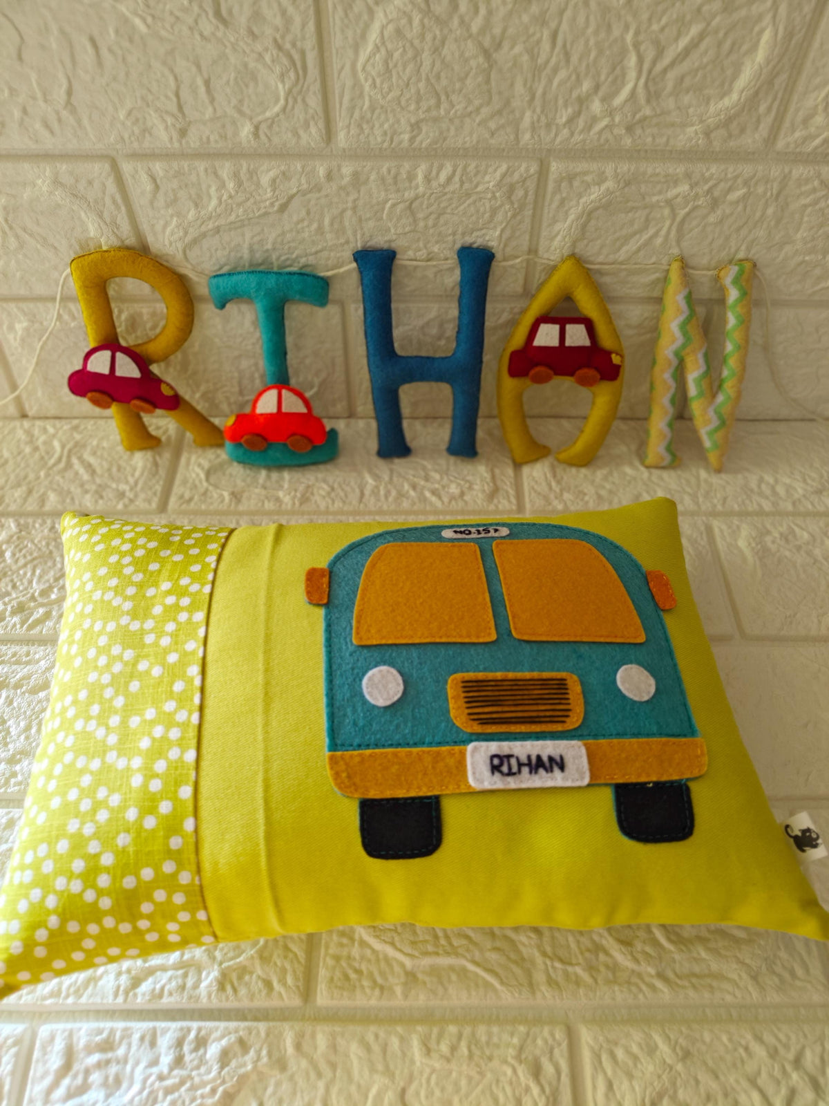 Personalised Car Embroidered Felt Name Banner — photo 6