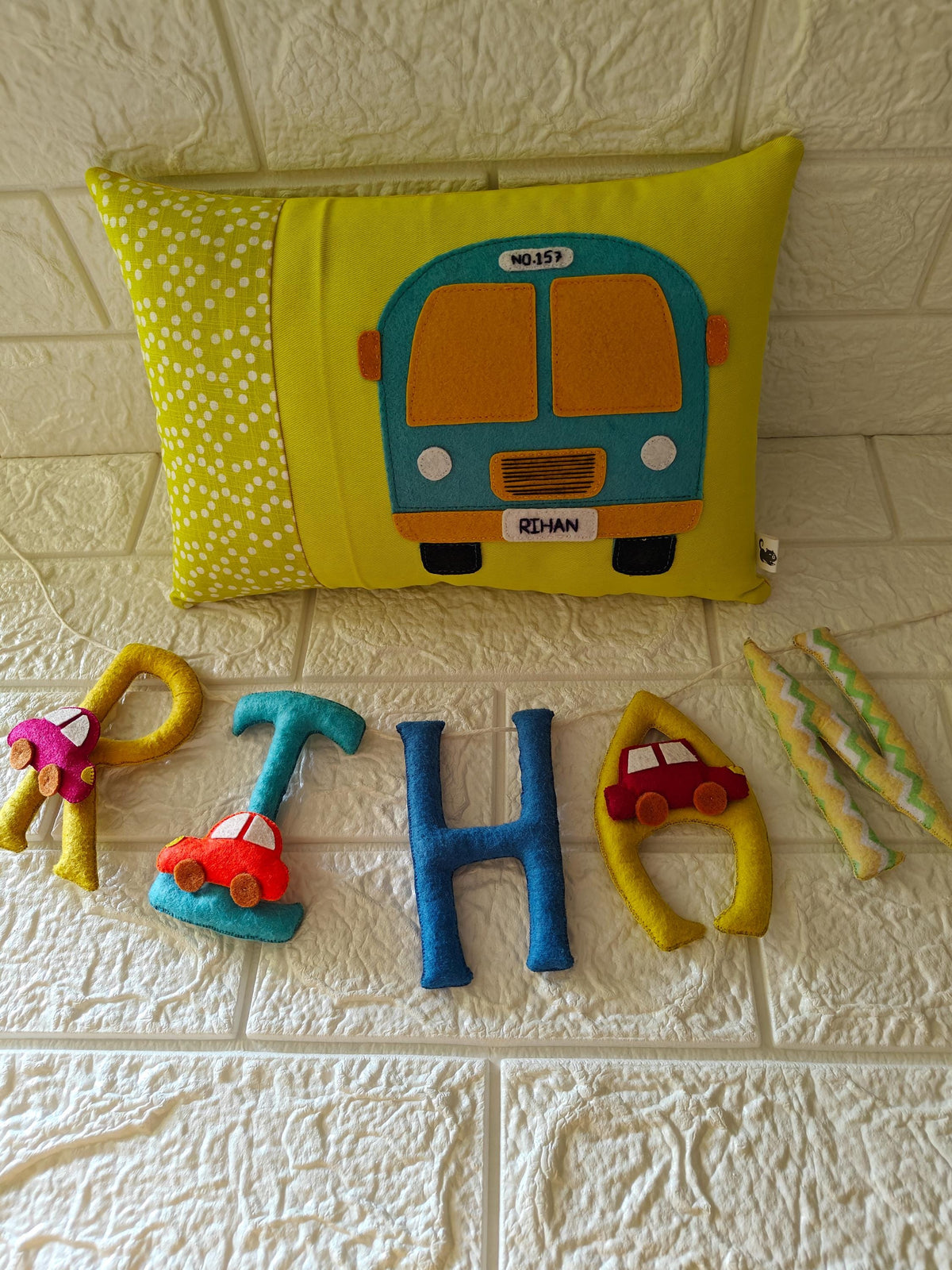 Personalised Car Embroidered Felt Name Banner — photo 5