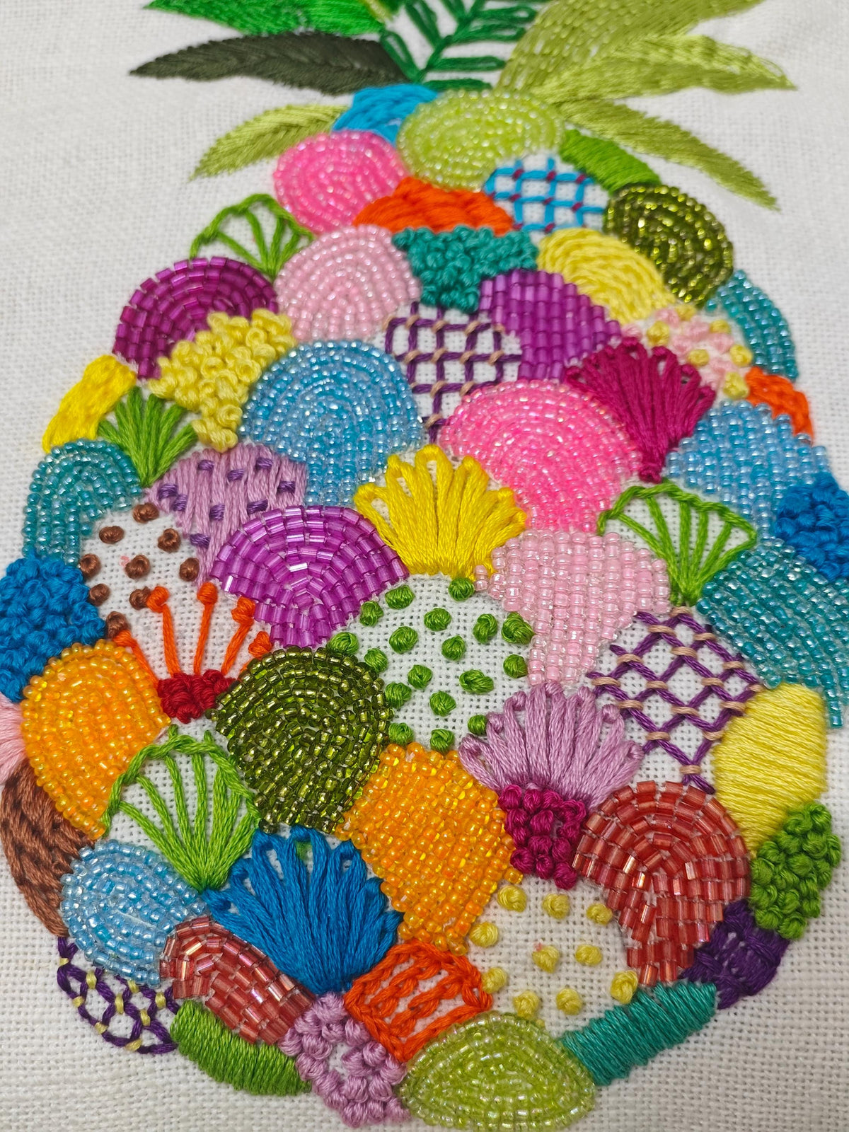 Hand-Embroidered Pineapple Cushion Cover — photo 10