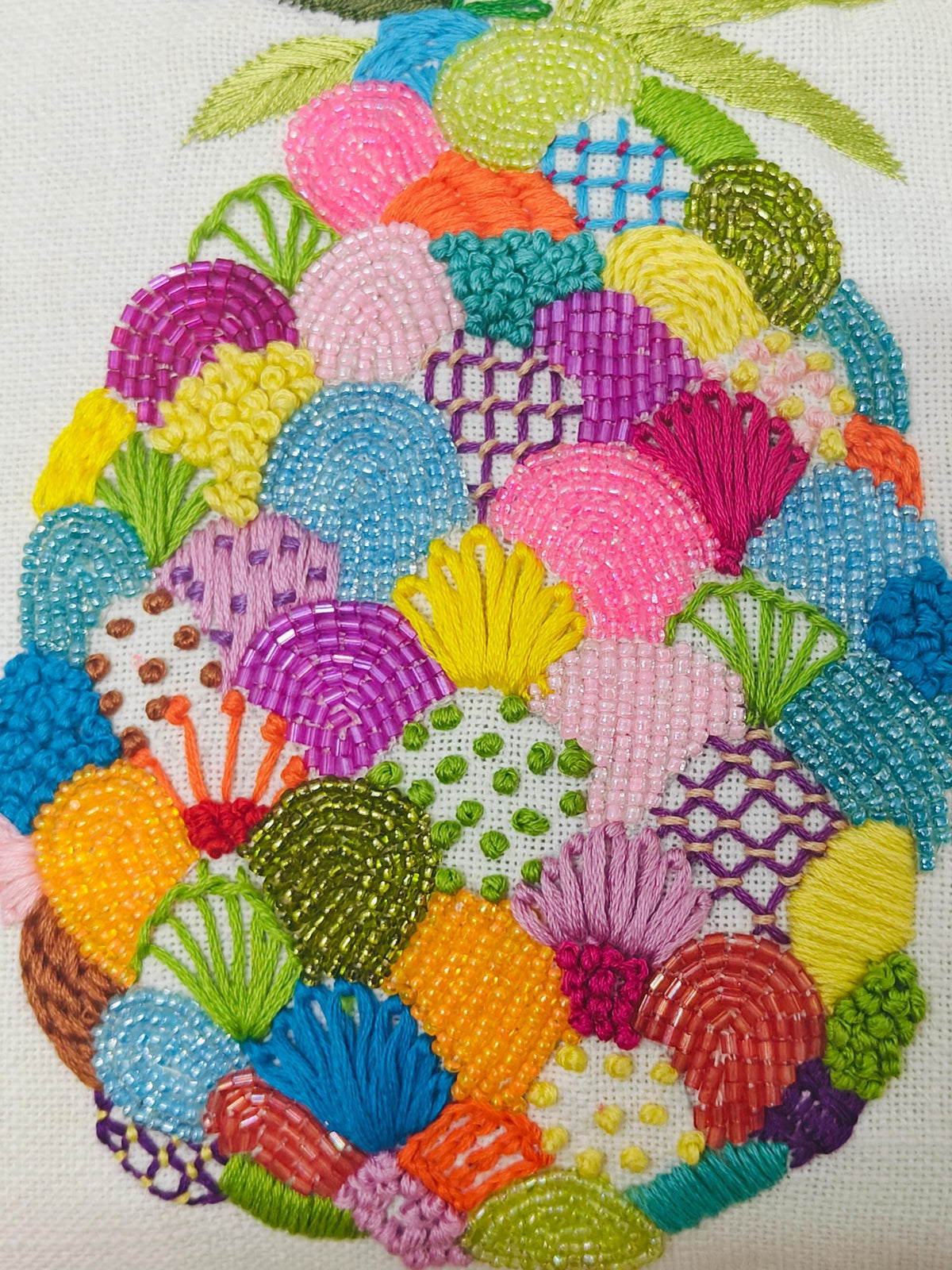 Hand-Embroidered Pineapple Cushion Cover — photo 16