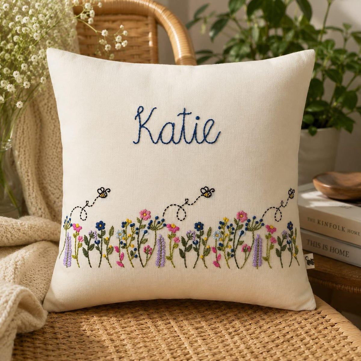 Personalised Wildflower & Bees Cushion Cover — photo 10