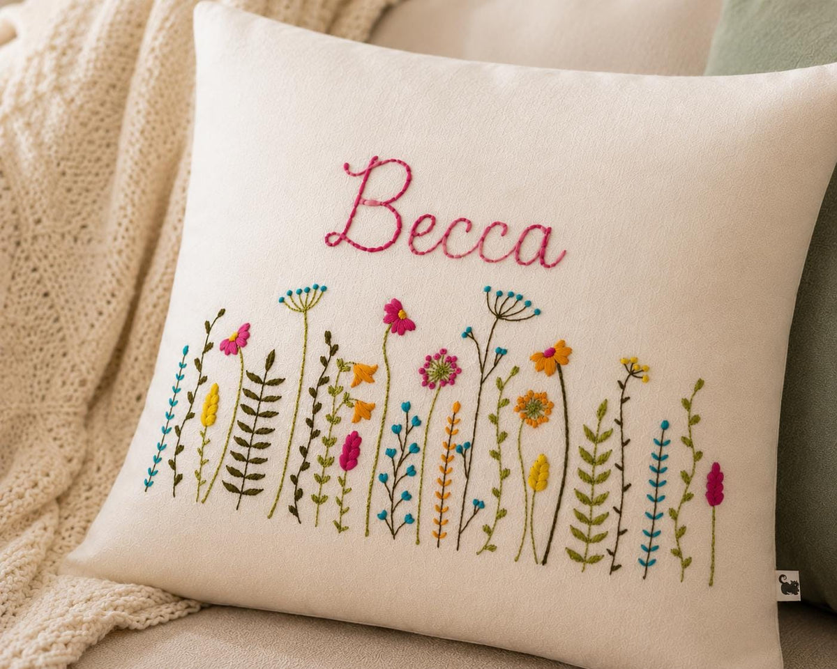 Personalised Wildflower Meadow Cushion Cover — photo 3