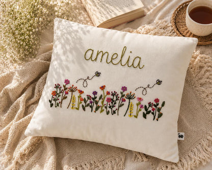 Personalised Wildflower & Bees Cushion Cover — photo 9