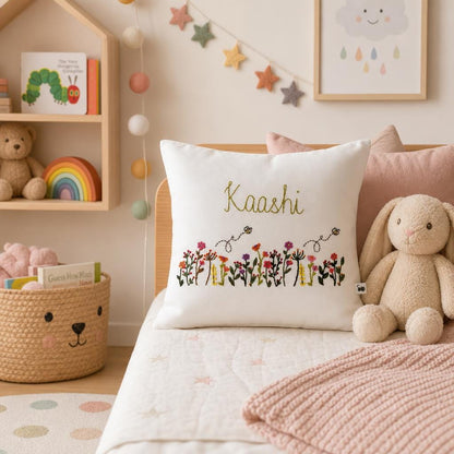 Personalised Wildflower & Bees Cushion Cover — photo 18