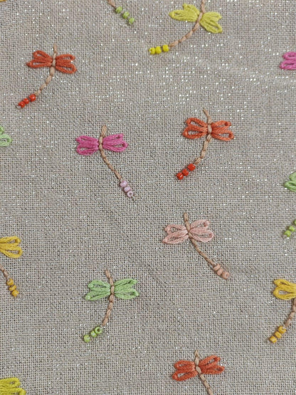 Pastel Dragonfly Embroidered Shimmer Linen Cushion Cover — photo 9