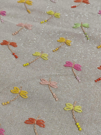 Pastel Dragonfly Embroidered Shimmer Linen Cushion Cover — photo 7