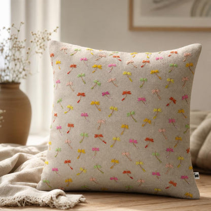Pastel Dragonfly Embroidered Shimmer Linen Cushion Cover — photo 12