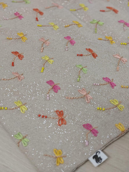 Pastel Dragonfly Embroidered Shimmer Linen Cushion Cover — photo 17