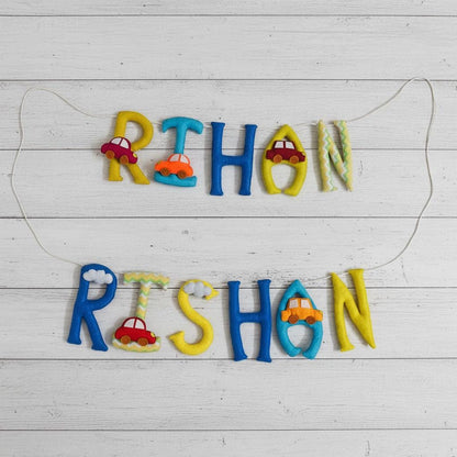 Personalised Car Embroidered Felt Name Banner — photo 4