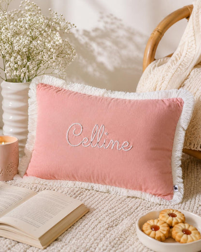 Personalised Name Cushion Cover with White Fringe — photo 11