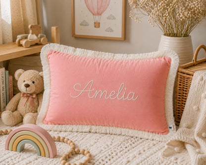 Personalised Name Cushion Cover with White Fringe — photo 8
