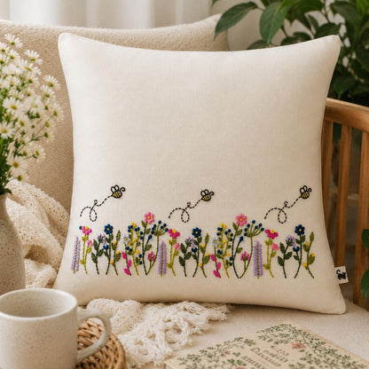 Personalised Wildflower & Bees Cushion Cover — photo 12