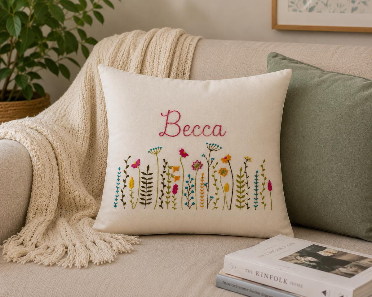 Personalised Wildflower Meadow Cushion Cover — photo 9