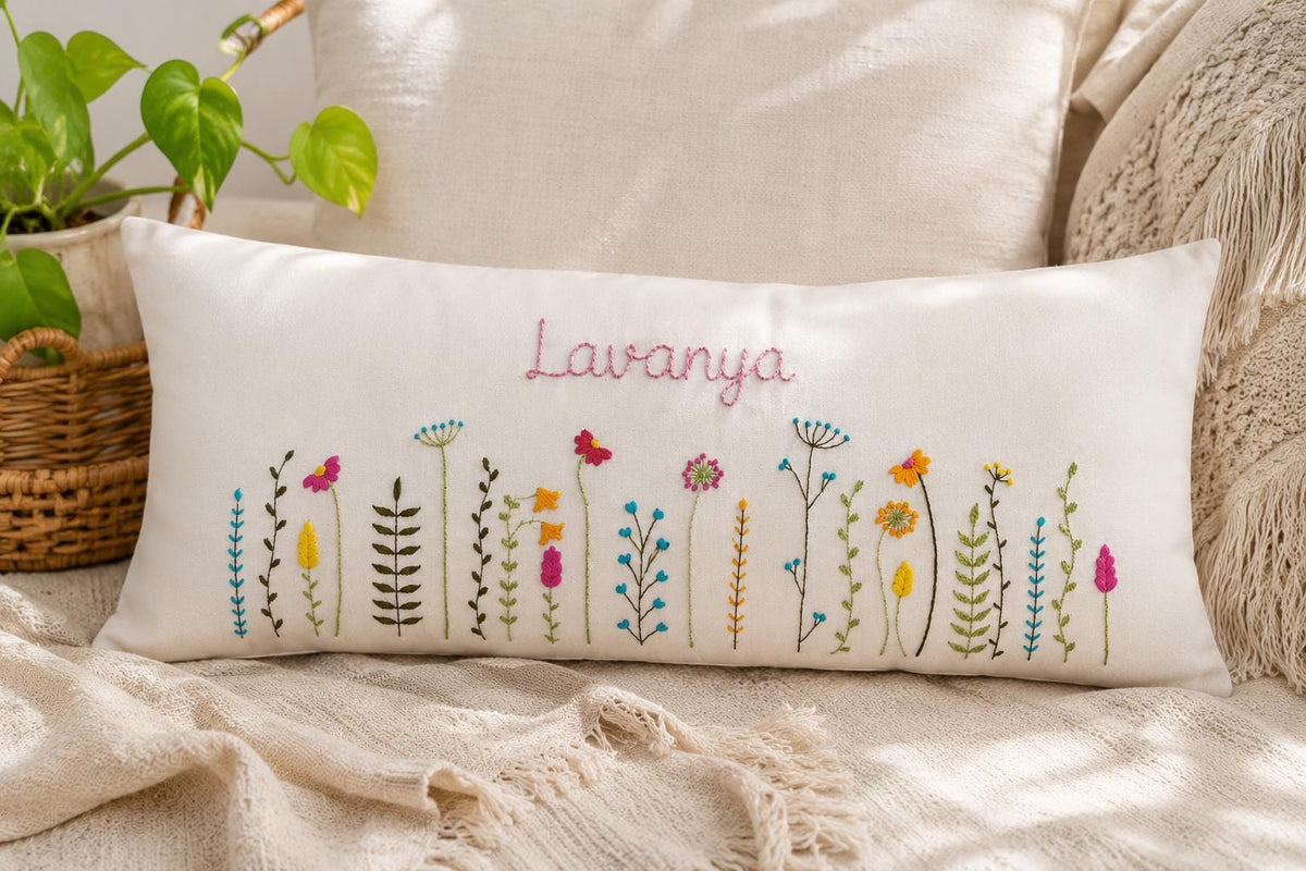 Personalised Wildflower Meadow Cushion Cover — photo 1