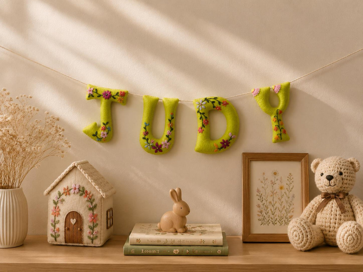 Floral Embroidered Felt Name Garland — photo 3