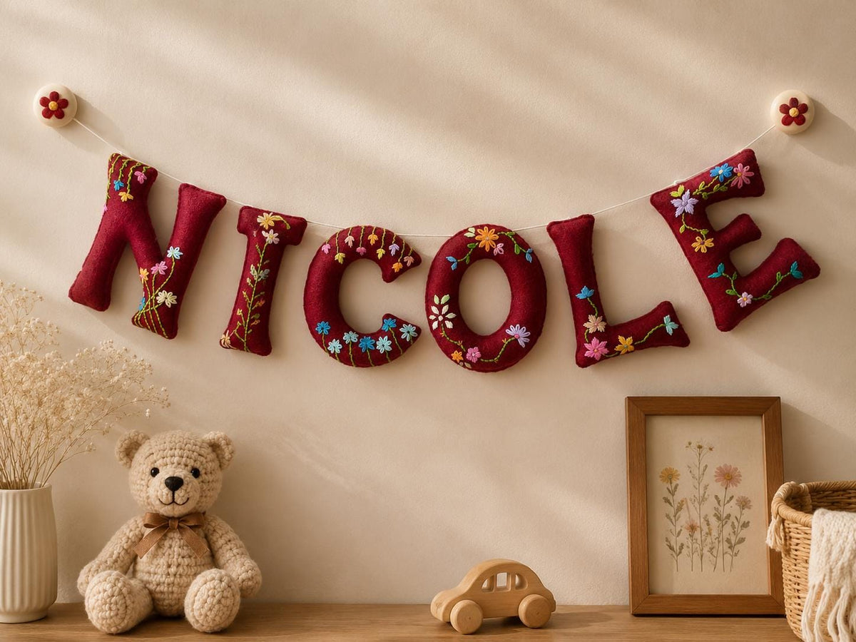 Floral Embroidered Felt Name Garland — photo 5