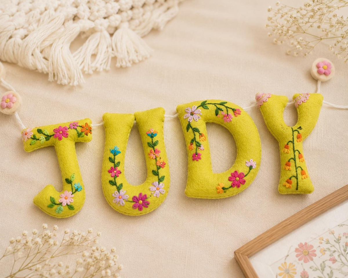 Floral Embroidered Felt Name Garland — photo 2