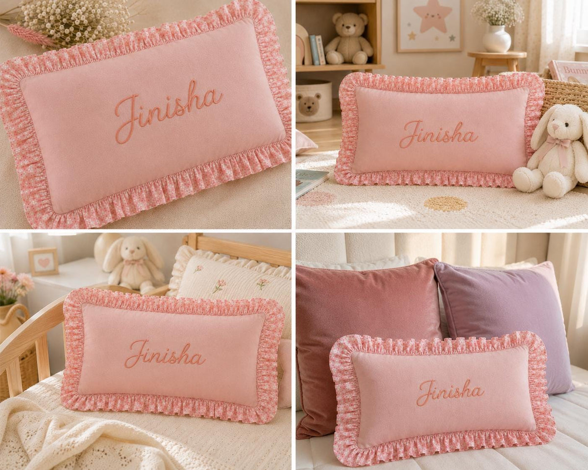 Personalised Name Cushion Cover — Ruffled or Plain — photo 3