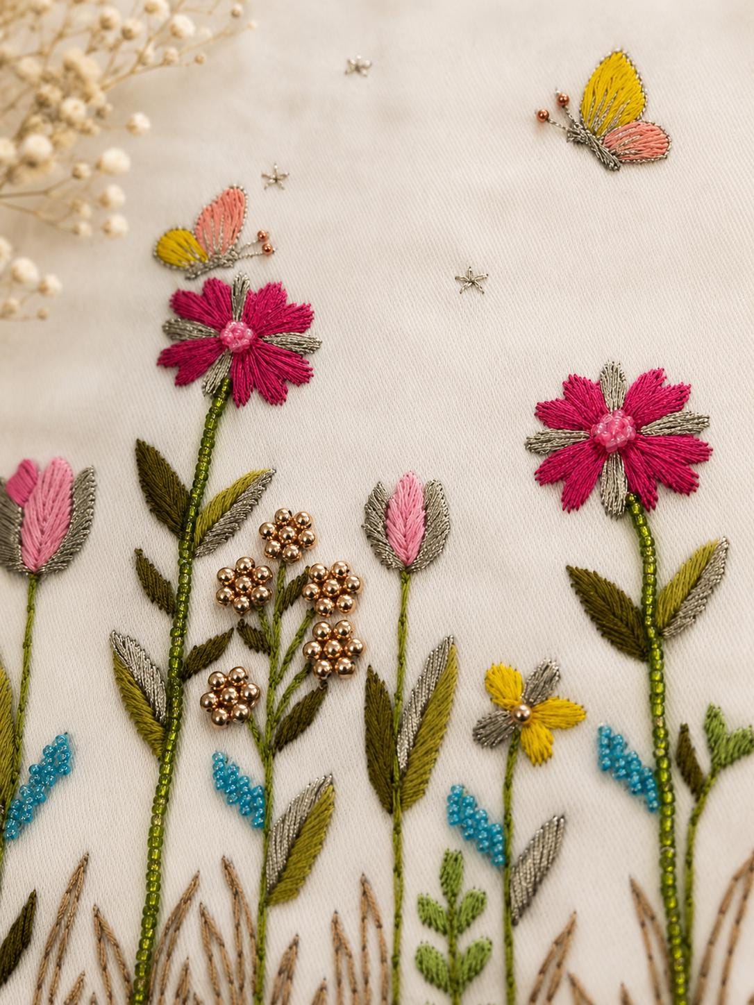 Wildflower & Butterfly Embroidered Cushion Cover — photo 4