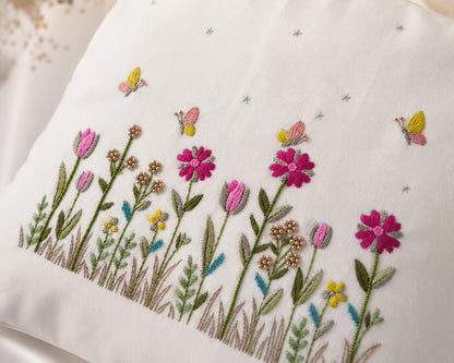 Wildflower & Butterfly Embroidered Cushion Cover — photo 8