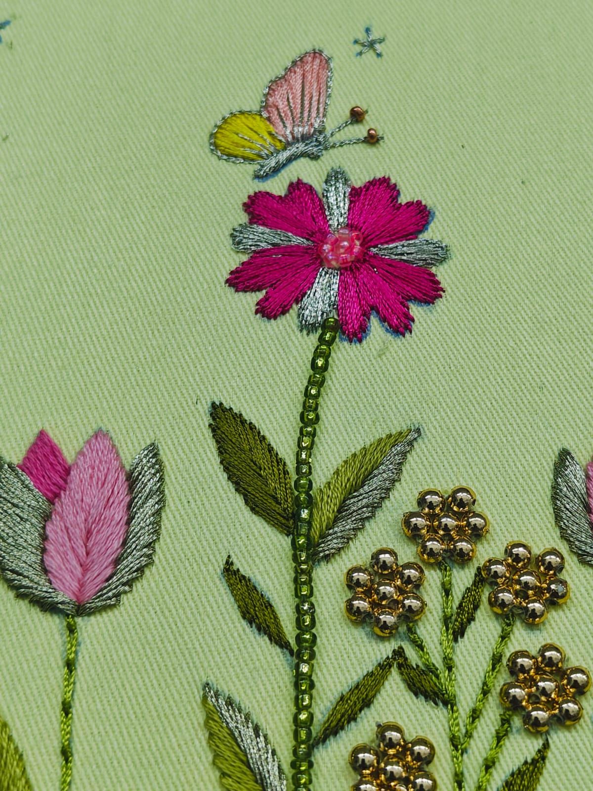 Wildflower & Butterfly Embroidered Cushion Cover — photo 17