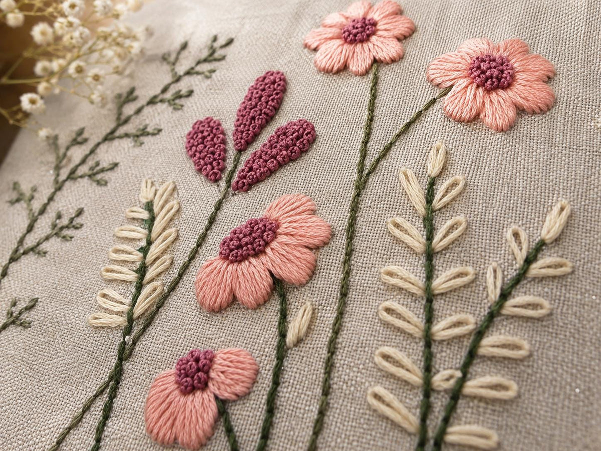 Botanical Floral Hand-Embroidered Cushion Cover — photo 5