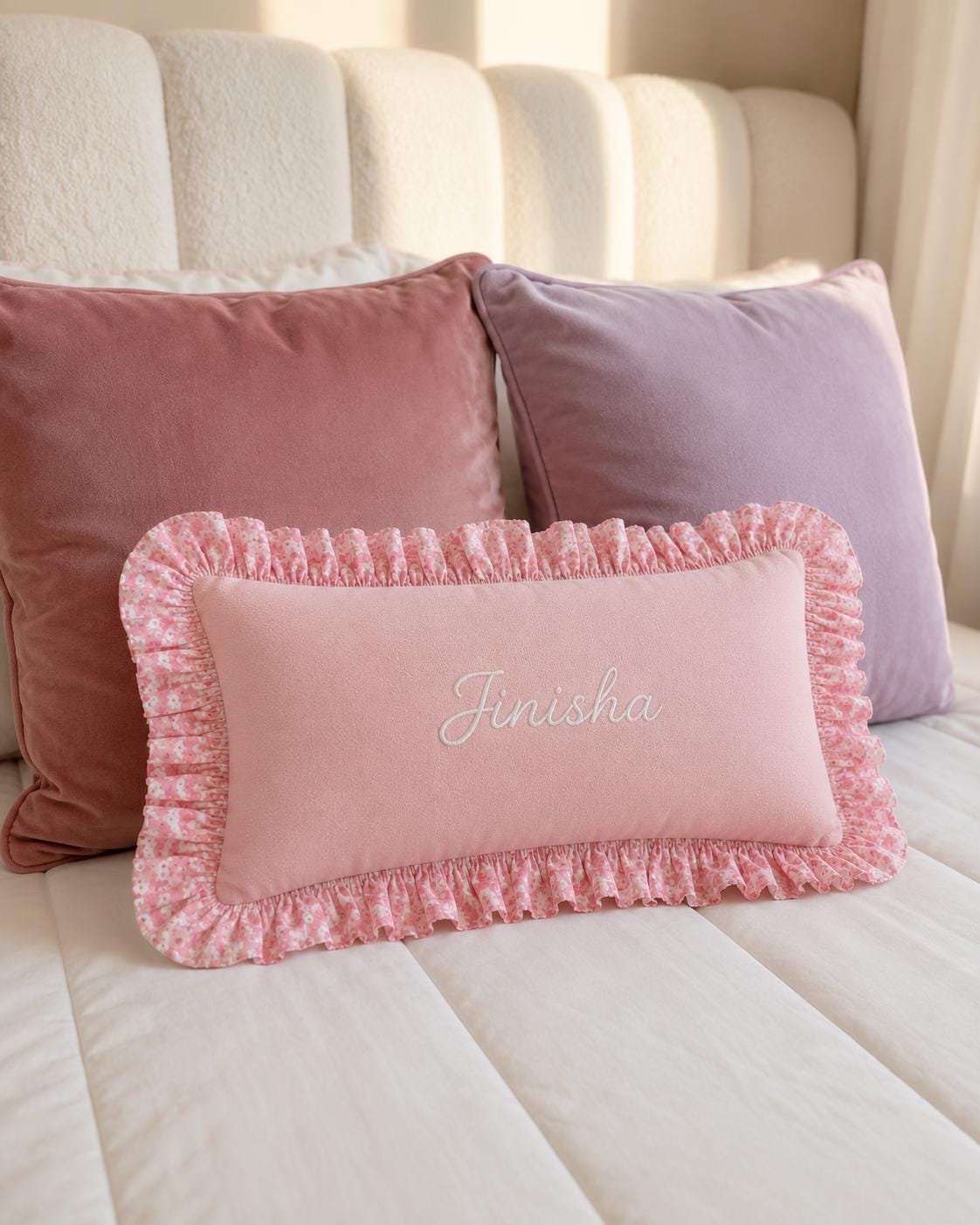 Personalised Name Cushion Cover — Ruffled or Plain — photo 7