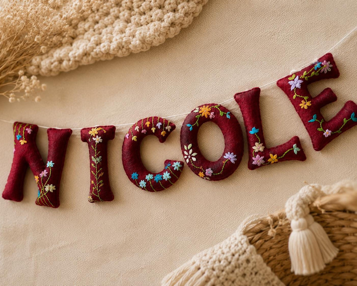 Floral Embroidered Felt Name Garland — photo 4