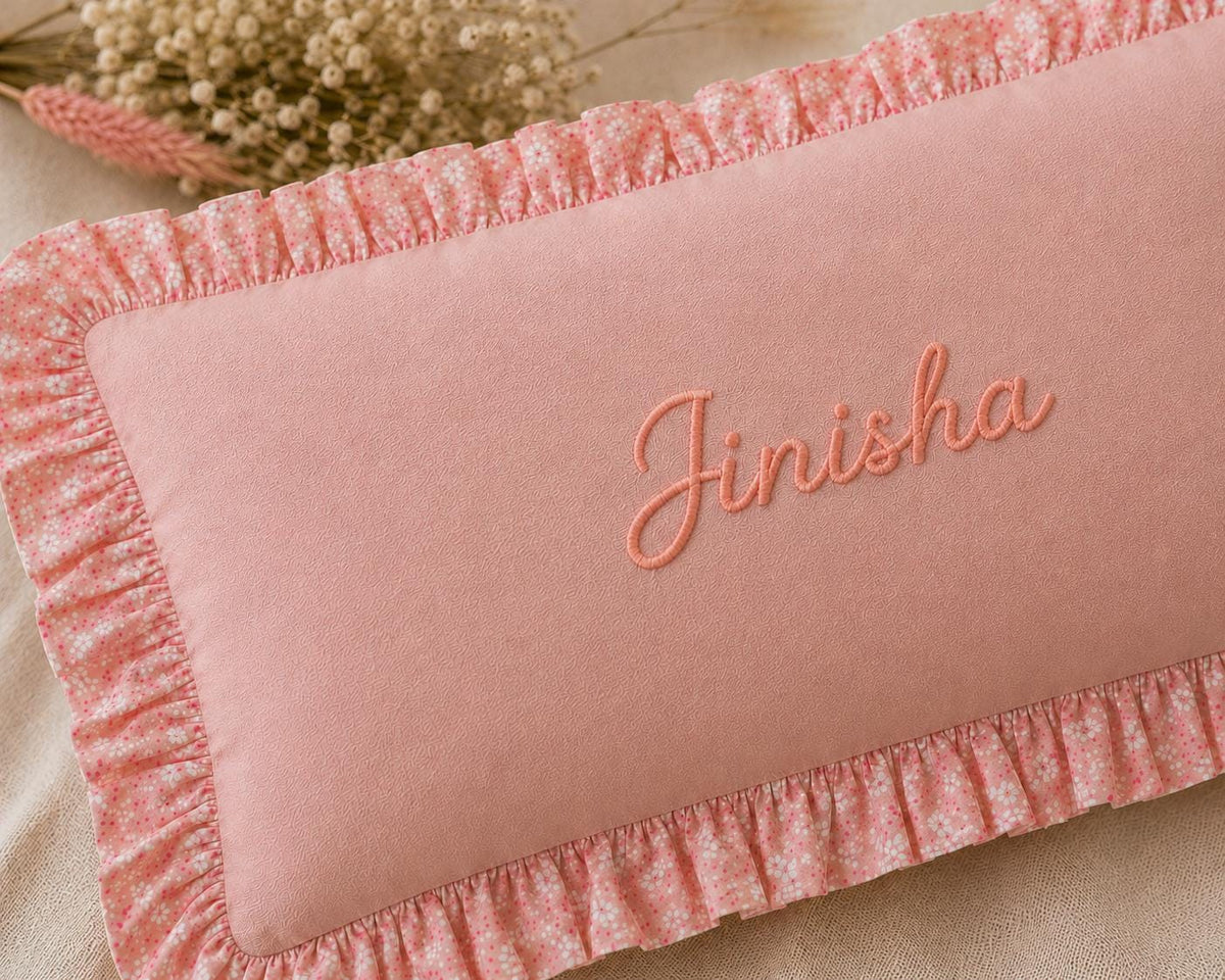 Personalised Name Cushion Cover — Ruffled or Plain — photo 2