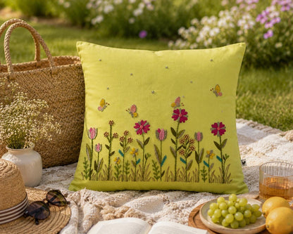 Wildflower & Butterfly Embroidered Cushion Cover — photo 13