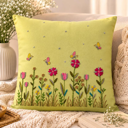 Wildflower & Butterfly Embroidered Cushion Cover — photo 11