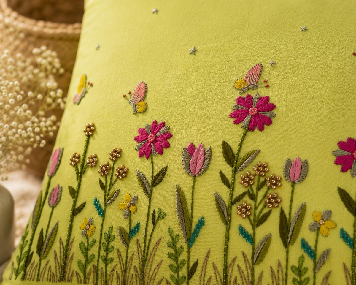 Wildflower & Butterfly Embroidered Cushion Cover — photo 14