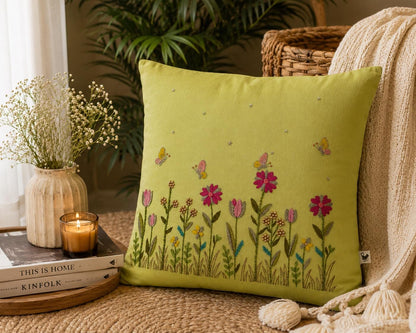 Wildflower & Butterfly Embroidered Cushion Cover — photo 12