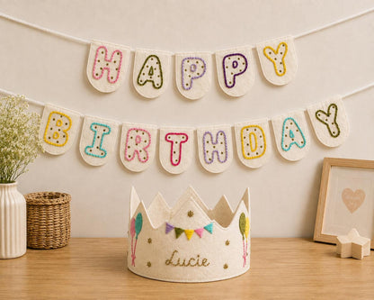 Personalised Birthday Crown & Rainbow Bunting — Set or Singles — photo 3