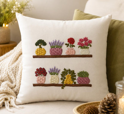 Flower Basket & Botanical Embroidered Cushion Cover — photo 3