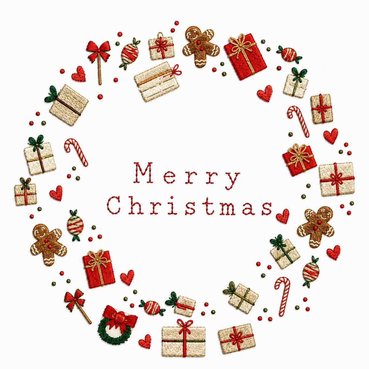 Merry Christmas Wreath Embroidered Cushion Cover — photo 11