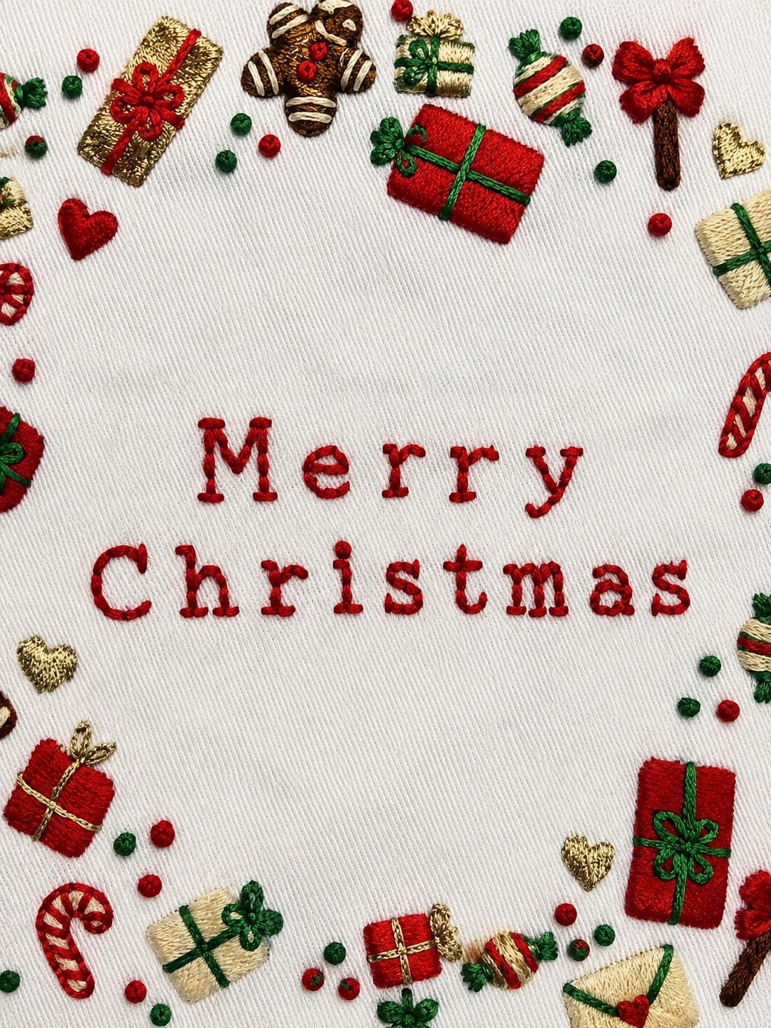 Merry Christmas Wreath Embroidered Cushion Cover — photo 9