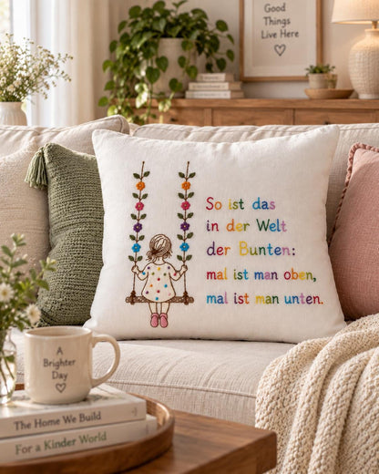 Girl on a Swing Embroidered Cushion Cover — photo 2