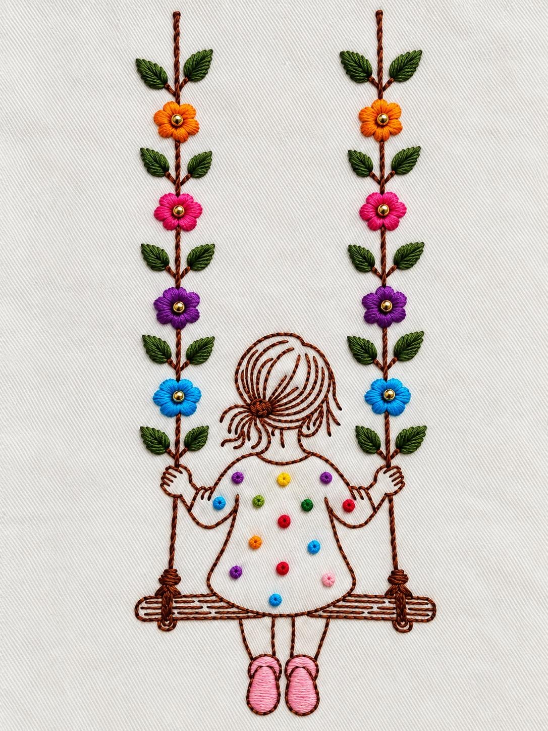 Girl on a Swing Embroidered Cushion Cover — photo 6