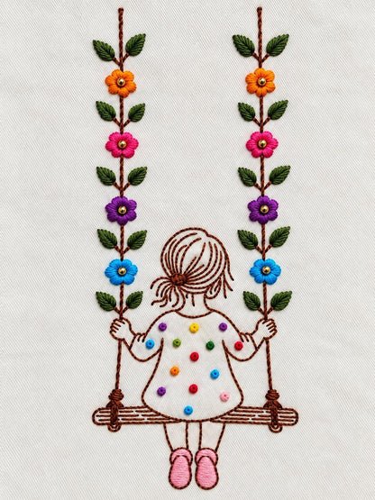 Girl on a Swing Embroidered Cushion Cover — photo 6
