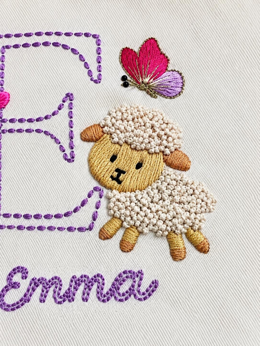 Personalised Floral Initial & Lamb Cushion Cover — photo 9