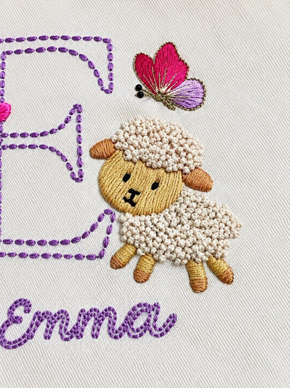 Personalised Floral Initial & Lamb Cushion Cover — photo 9