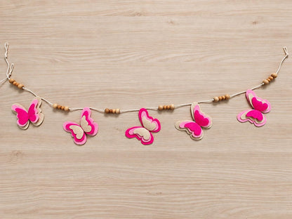 Pink Butterfly & Triangle Felt Bunting — Set or Singles — photo 10