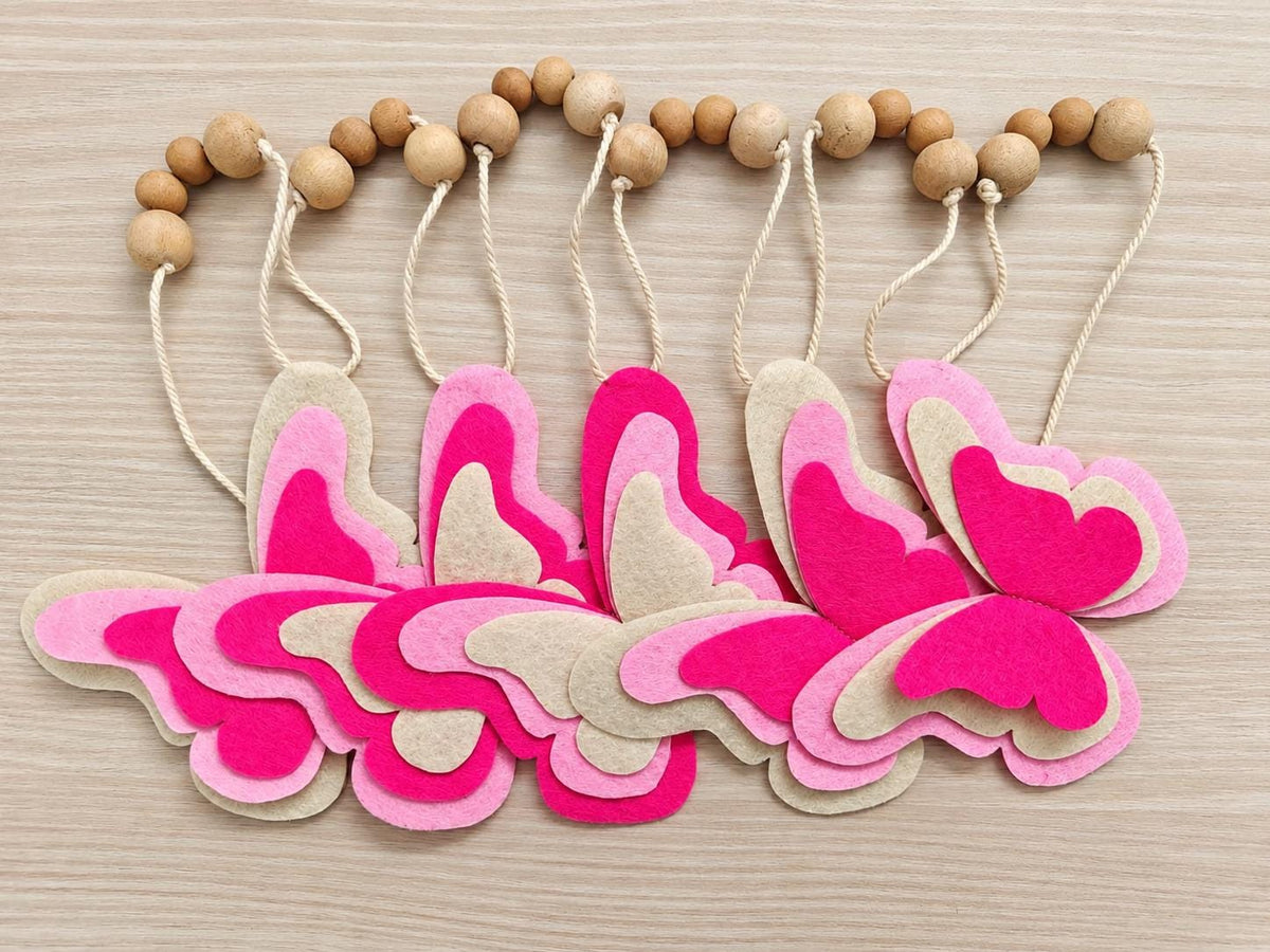 Pink Butterfly & Triangle Felt Bunting — Set or Singles — photo 4