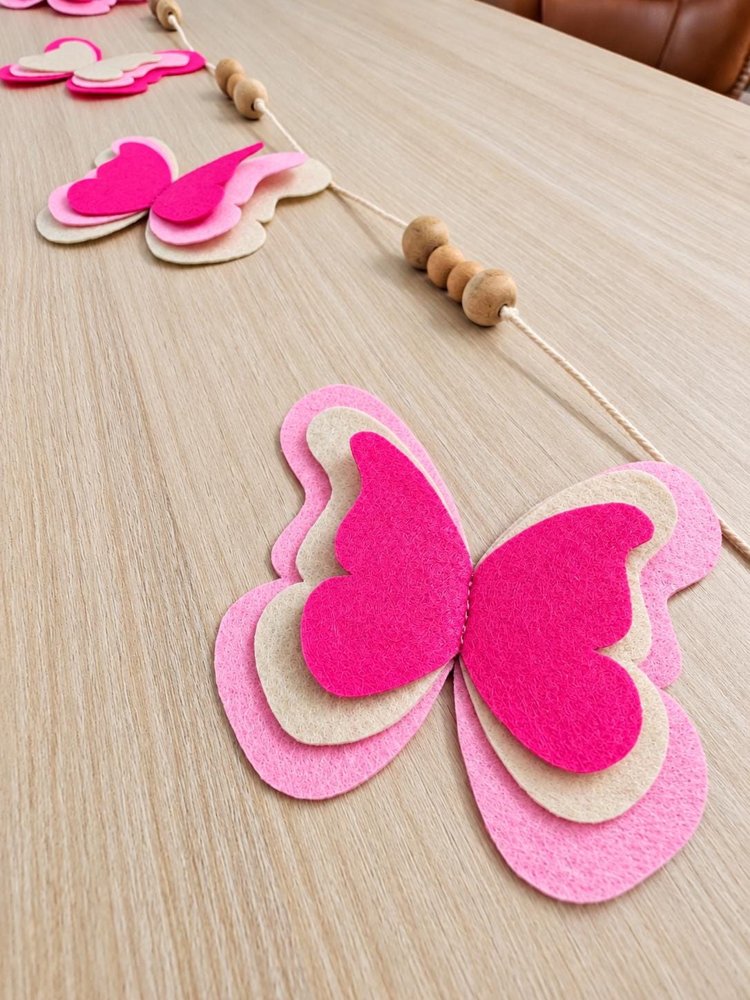 Pink Butterfly & Triangle Felt Bunting — Set or Singles — photo 6