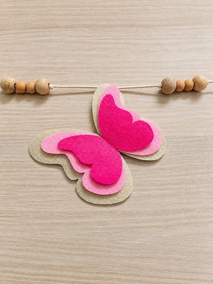 Pink Butterfly & Triangle Felt Bunting — Set or Singles — photo 12