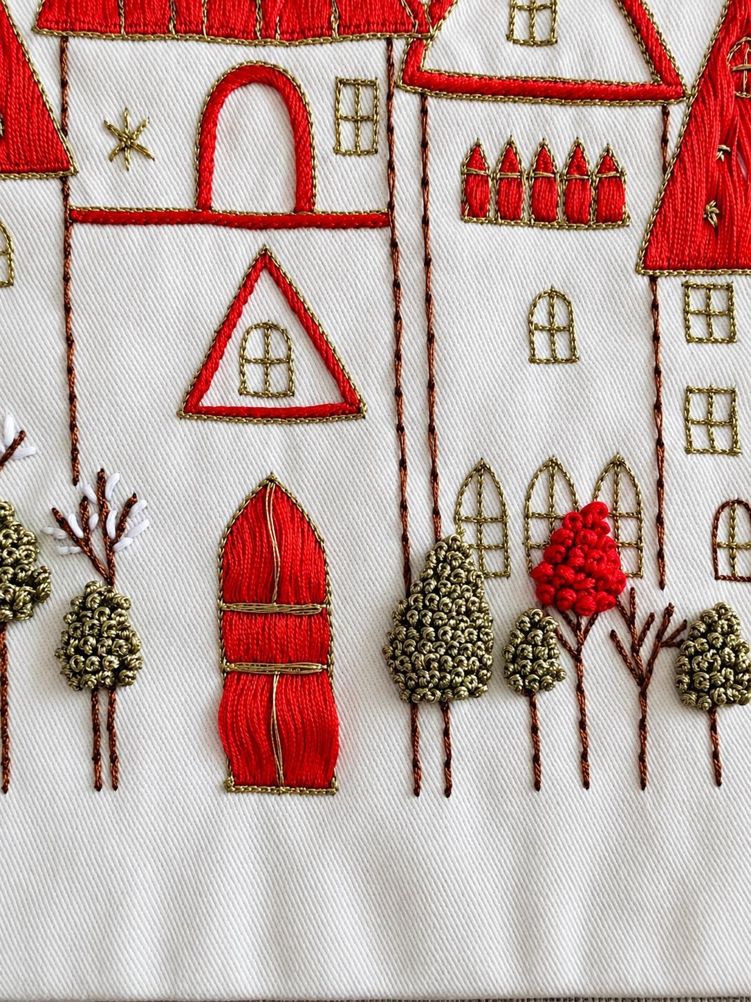 Winter Village Embroidered Christmas Cushion Cover — photo 6